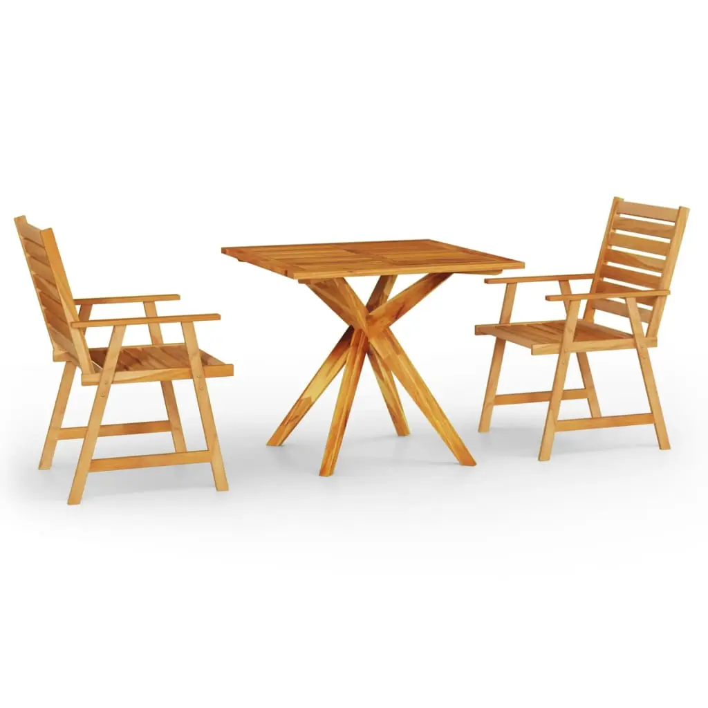 Ensemble de 3 pcs table de jardin avec chaises – mobilier de jardin Bois d’acacia solide-JU2706