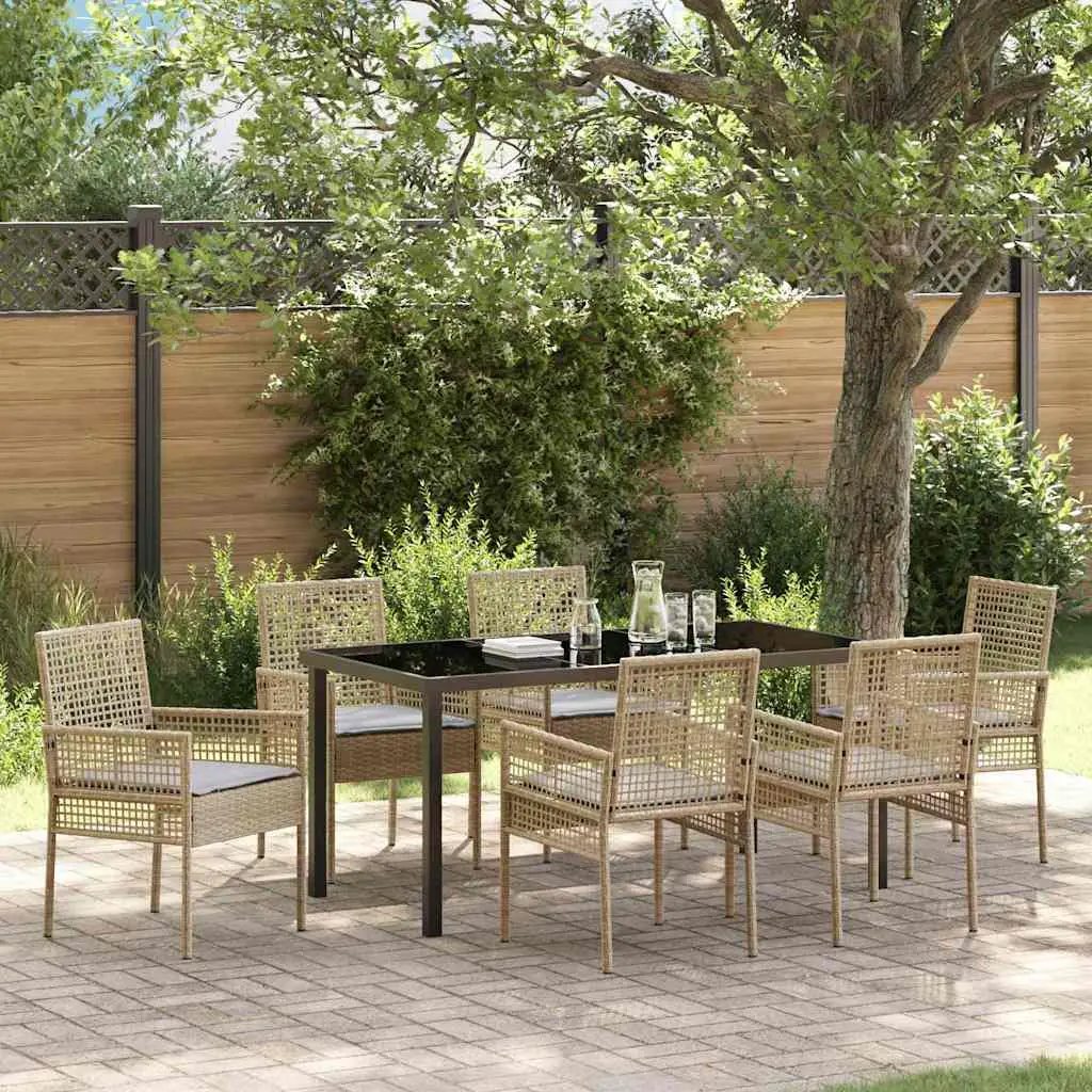 Ensemble de salle à manger pour jardin 7 pcs Beige polyrotin vidaXL 3379888 beige et gris clair