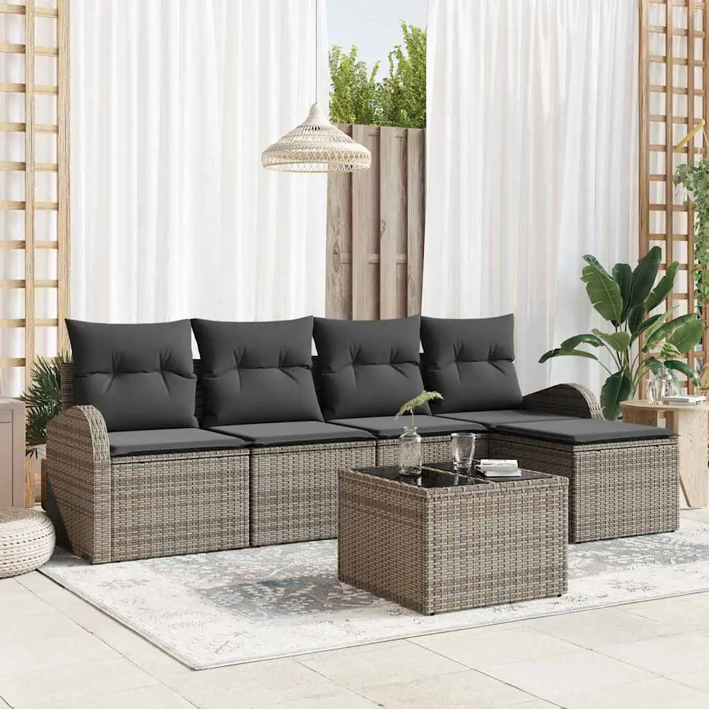 Ensemble de Canapés avec coussin 6 pcs Gris polyrotin vidaXL 3354678