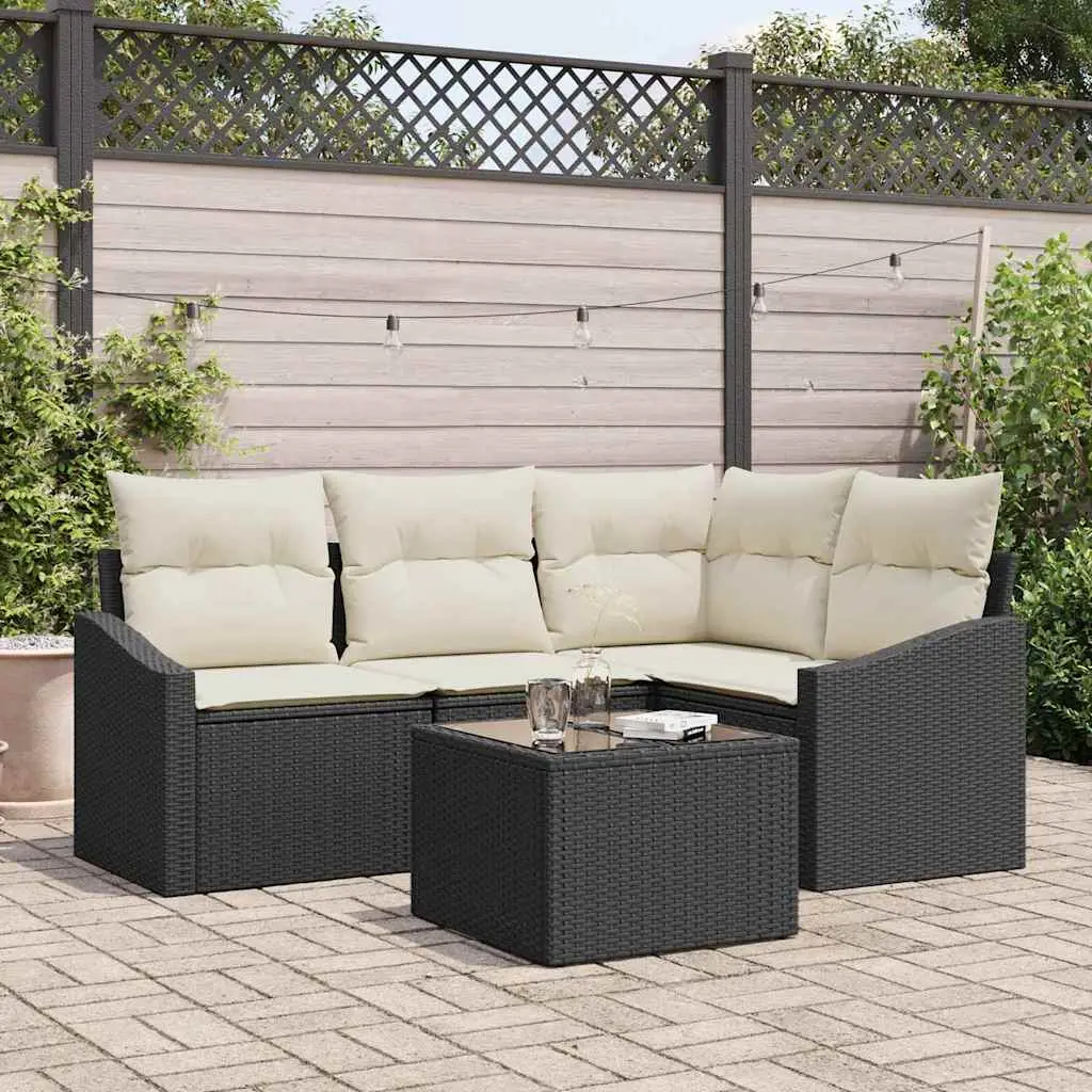 Ensemble de Canapés avec coussin 5 pcs Noir polyrotin vidaXL 3346707