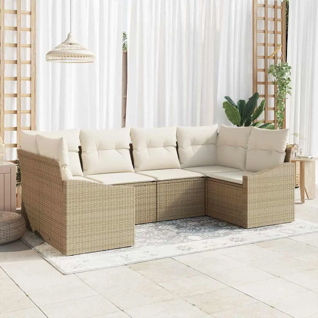 Ensemble de Canapés avec coussin 6 pcs Beige polyrotin vidaXL 3346861