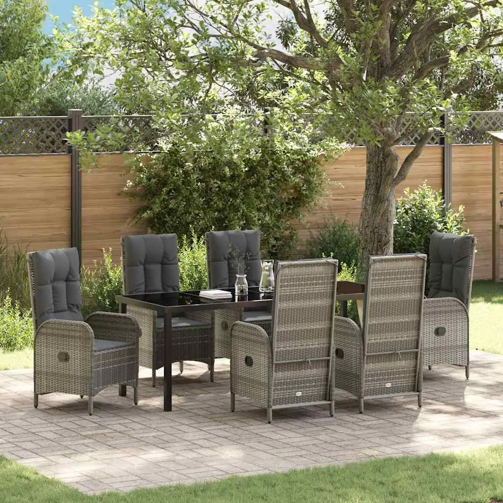 Ensemble de salle à manger pour jardin 7 pcs Gris polyrotin vidaXL 3380132