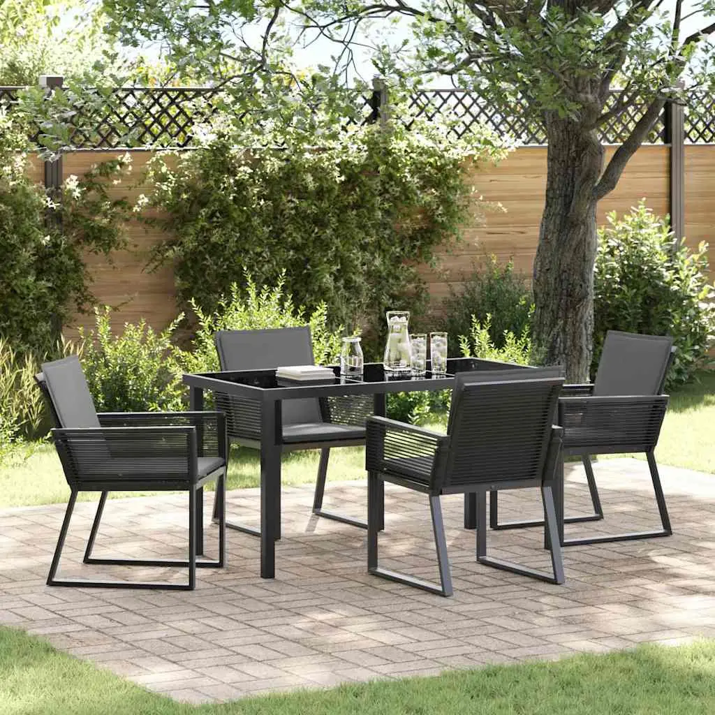 Ensemble de salle à manger pour jardin 5 pcs Noir vidaXL 3379319