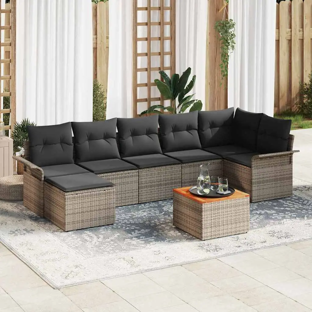 Ensemble de canapé de jardin avec stockage 8 pcs Gris polyrotin vidaXL 3356025