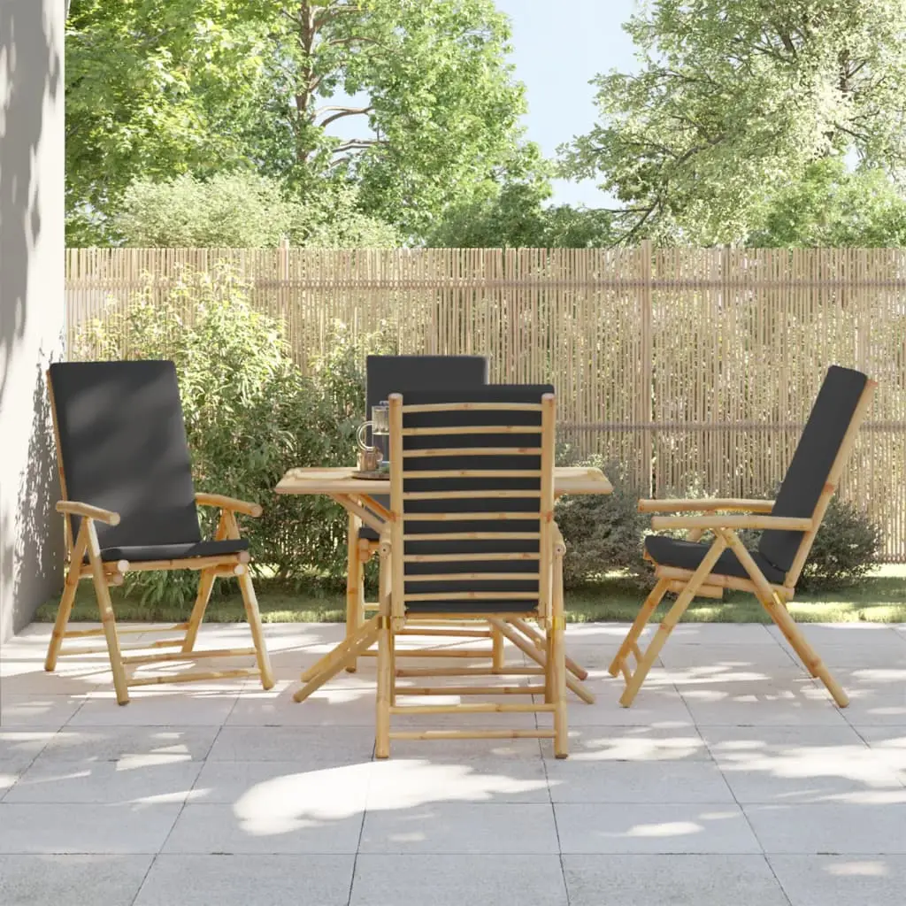 Ensemble de 4 Fauteuils de Jardin Inclinables en Bambou Pliants avec Coussins Gris Foncé – ComfortXL Outdoor Living