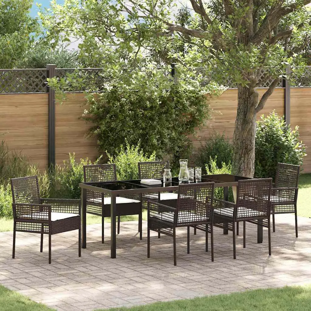 Ensemble de salle à manger pour jardin 7 pcs Marron polyrotin vidaXL 3379875