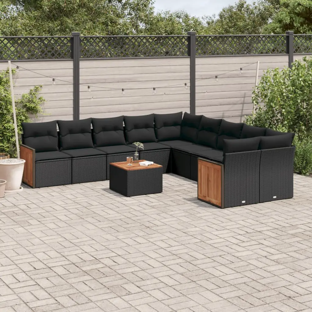 Ensemble de jardin détente 10 places résine tressée modulable et bois d’acacia Noir – ComfortXL Outdoor Living