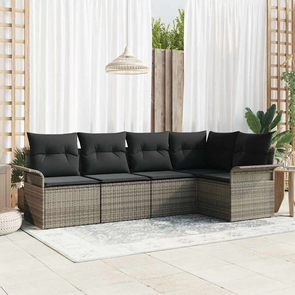 Ensemble de canapé de jardin avec stockage 5 pcs Gris polyrotin vidaXL 3354028