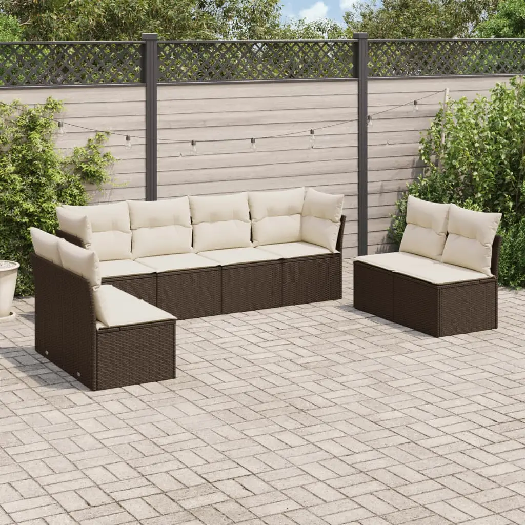 Ensemble Canapés de Jardin 8 Pièces en Résine Tressée pour Extérieur Marron – ComfortXL Outdoor Living