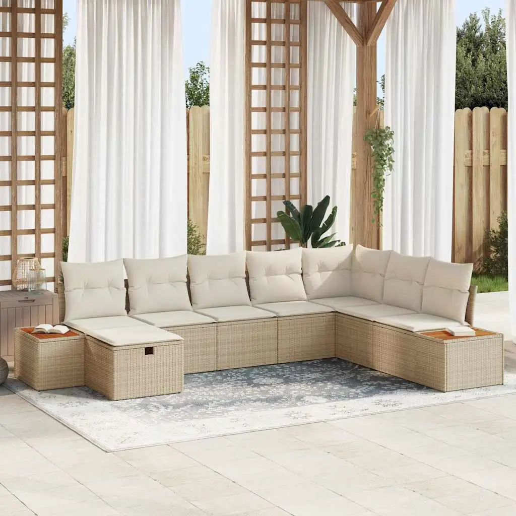 Ensemble de canapé de jardin avec coussin Beige polyrotin vidaXL 3360990