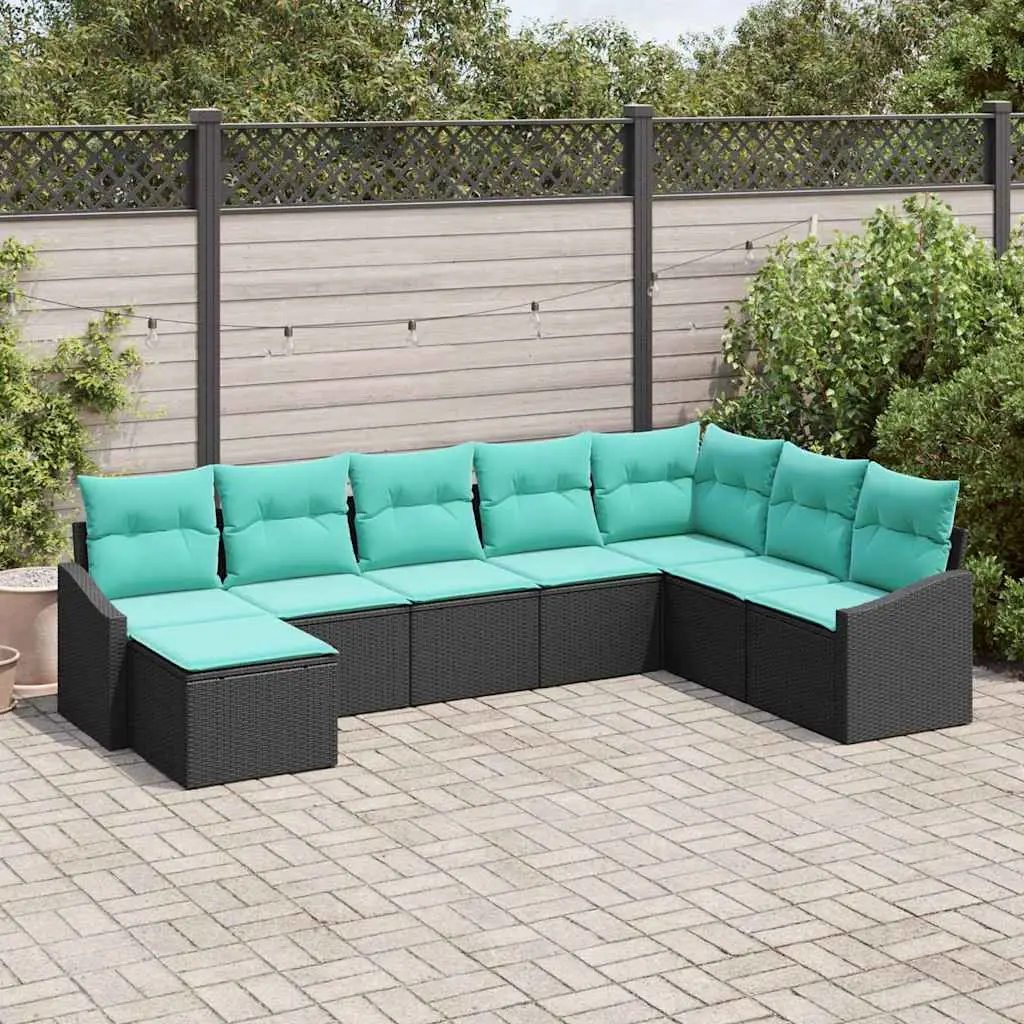 Ensemble de Canapés avec coussin 8 pcs Noir polyrotin vidaXL 3346846