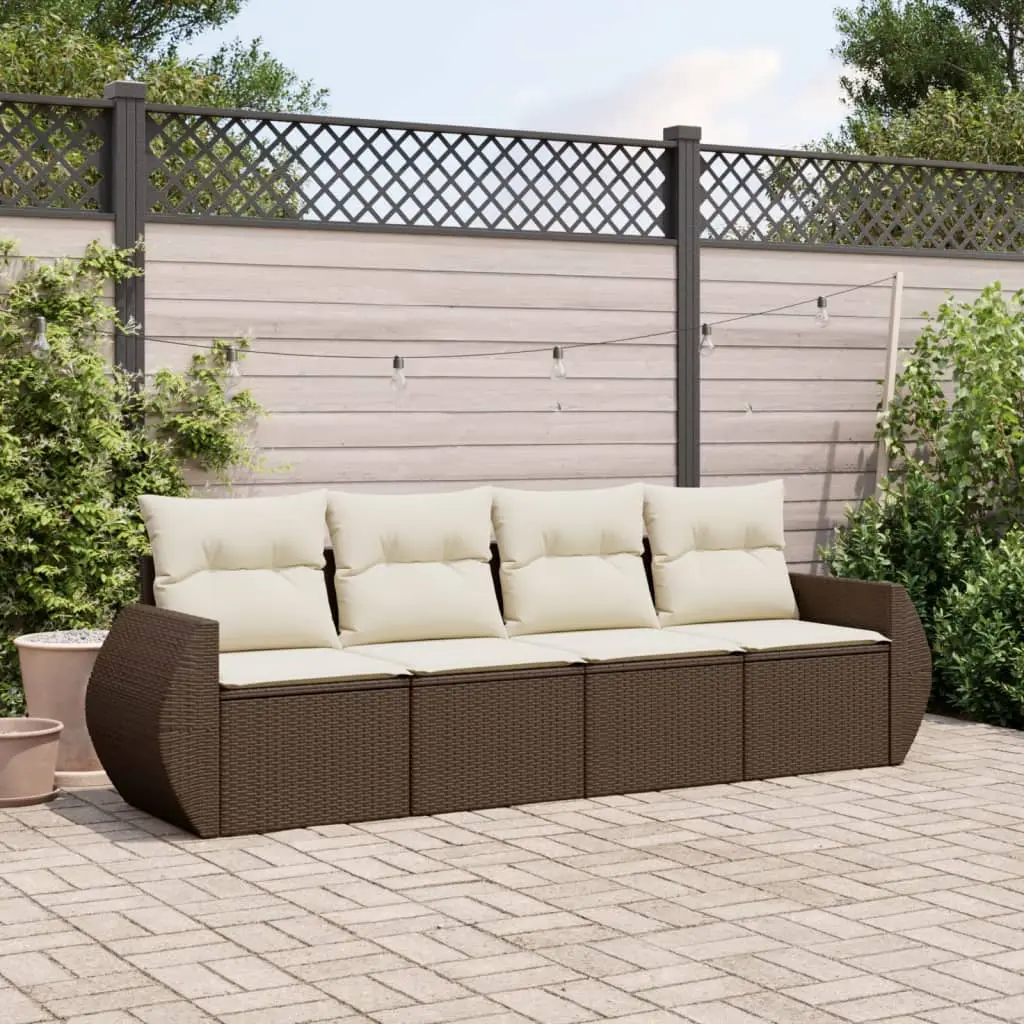 Ensemble canapés de jardin 4 pcs Résine tressée Modulable Marron – ComfortXL Outdoor Living
