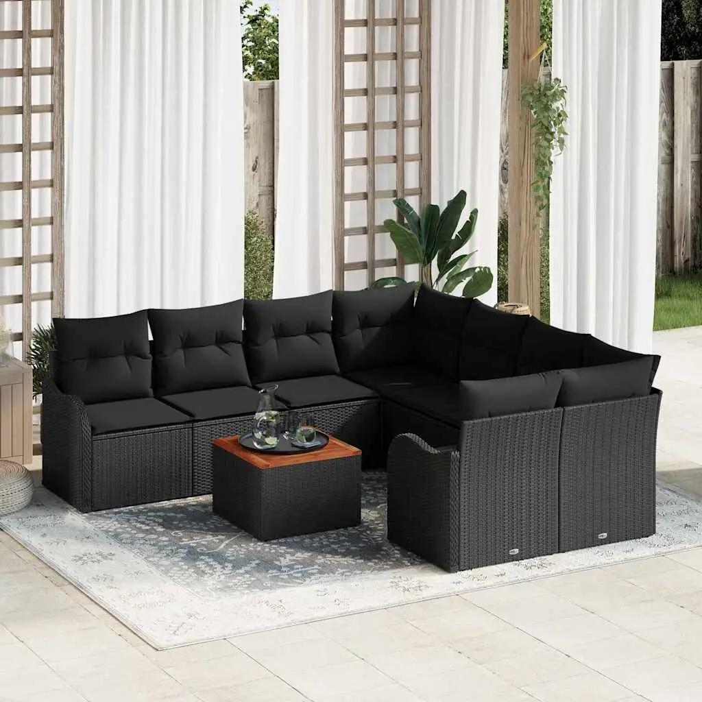 Ensemble canapé de jardin 9 pièces design modulable avec coffres de rangement Noir – ComfortXL Outdoor Living