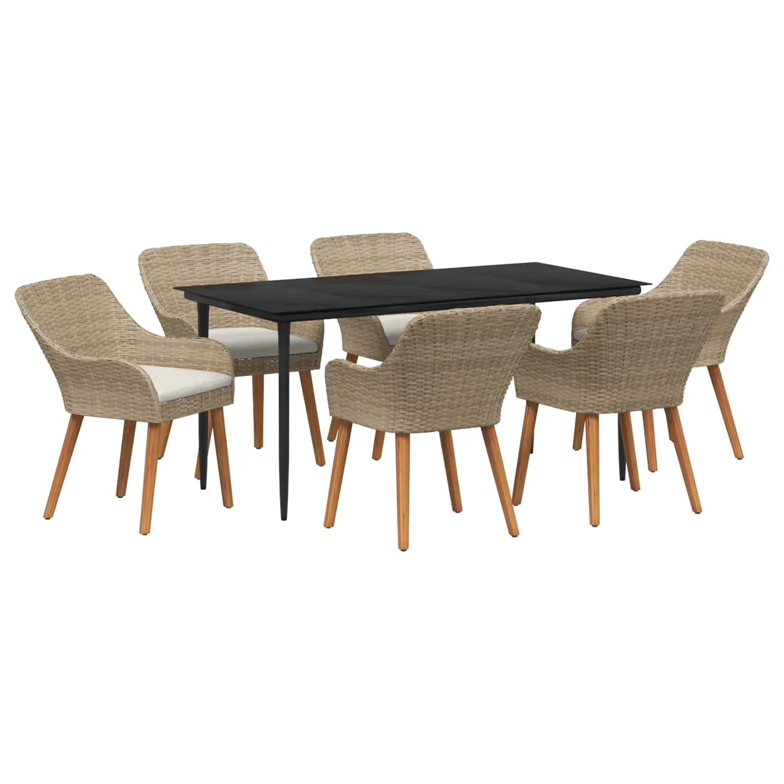 Ensemble de salle à manger pour jardin 7 pcs Beige polyrotin vidaXL 3261695 Beige