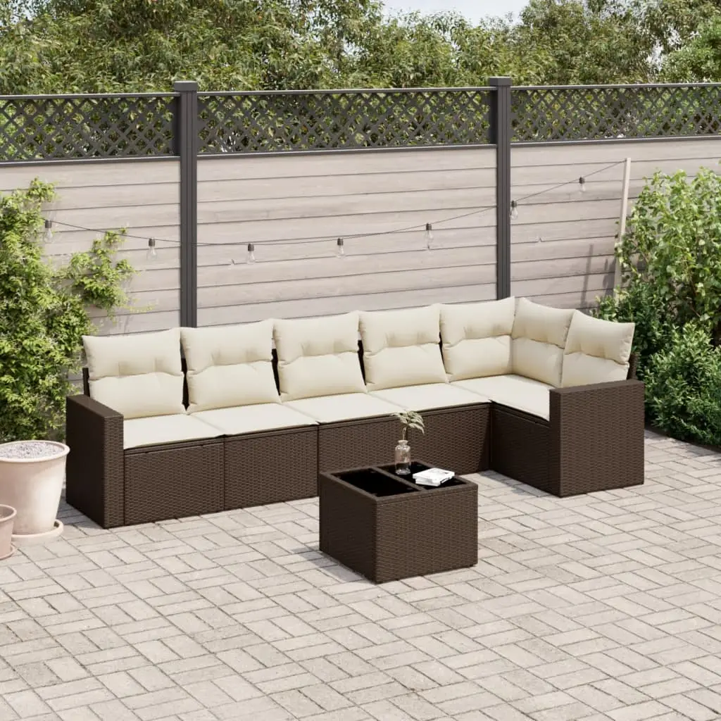 Ensemble de Jardin Modulable 6 Personnes en Résine Tressée Marron, Coussins Déhoussables Crème – ComfortXL Outdoor Living