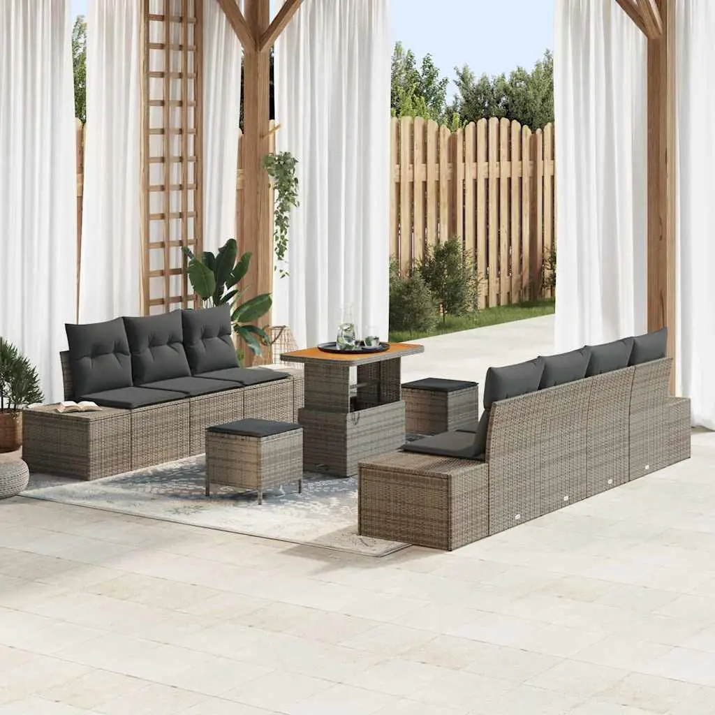 Ensemble canapé de jardin 9 places tissé main modulable pour patio Gris – ComfortXL Outdoor Living