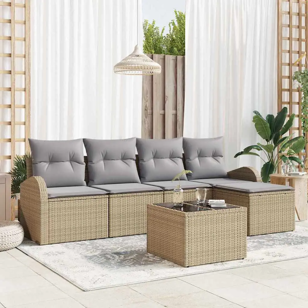 Ensemble de Canapés 6 pcs Beige et Gris clair polyrotin vidaXL 3354679