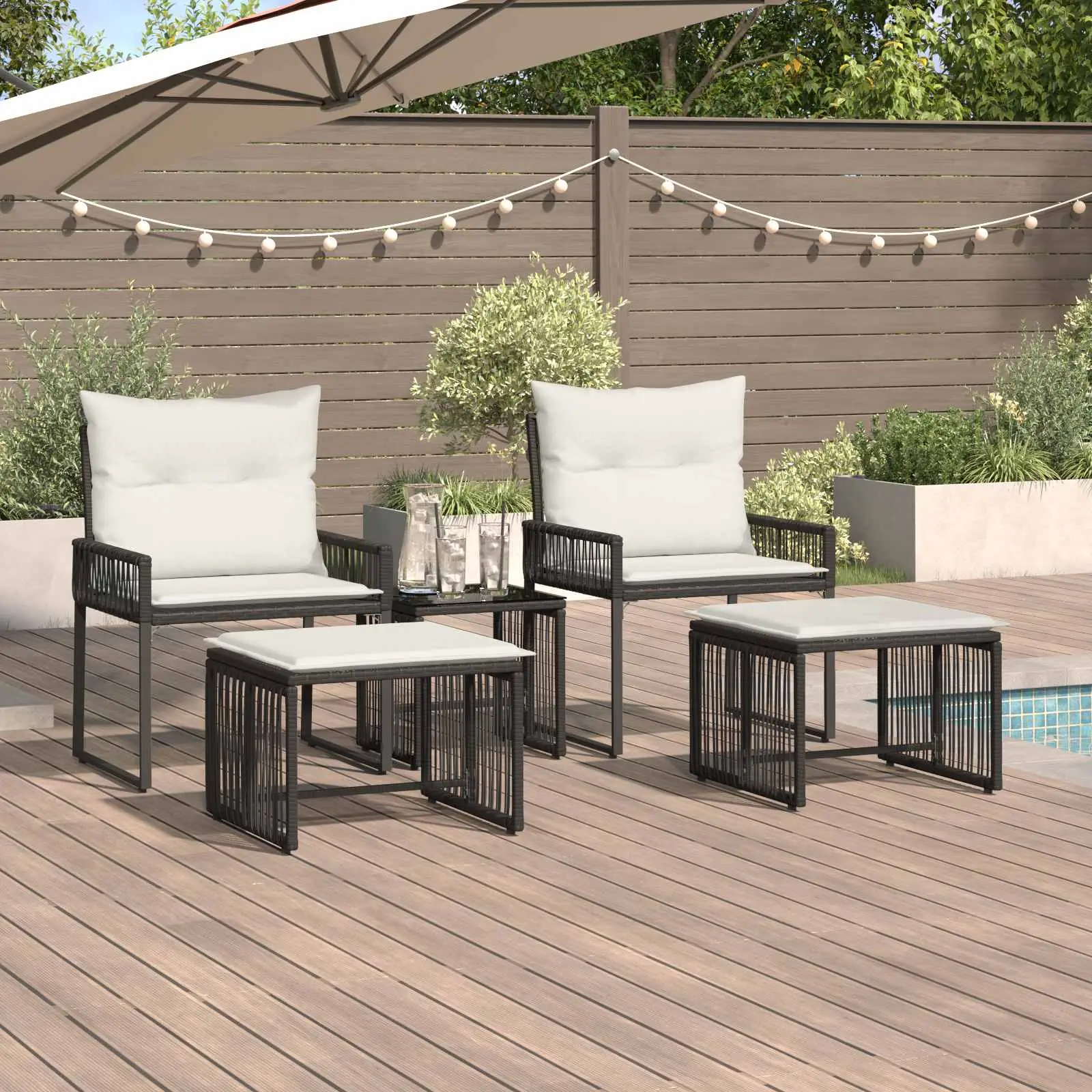 Ensemble de meubles d’extérieur 11 pcs Noir et blanc crème vidaXL 42025152