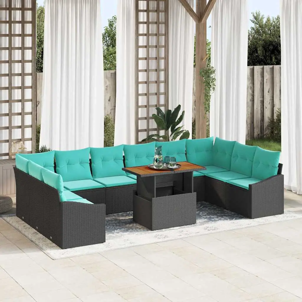 Ensemble de salle à manger pour jardin 11 pcs Noir et Sarcelle vidaXL 3349892