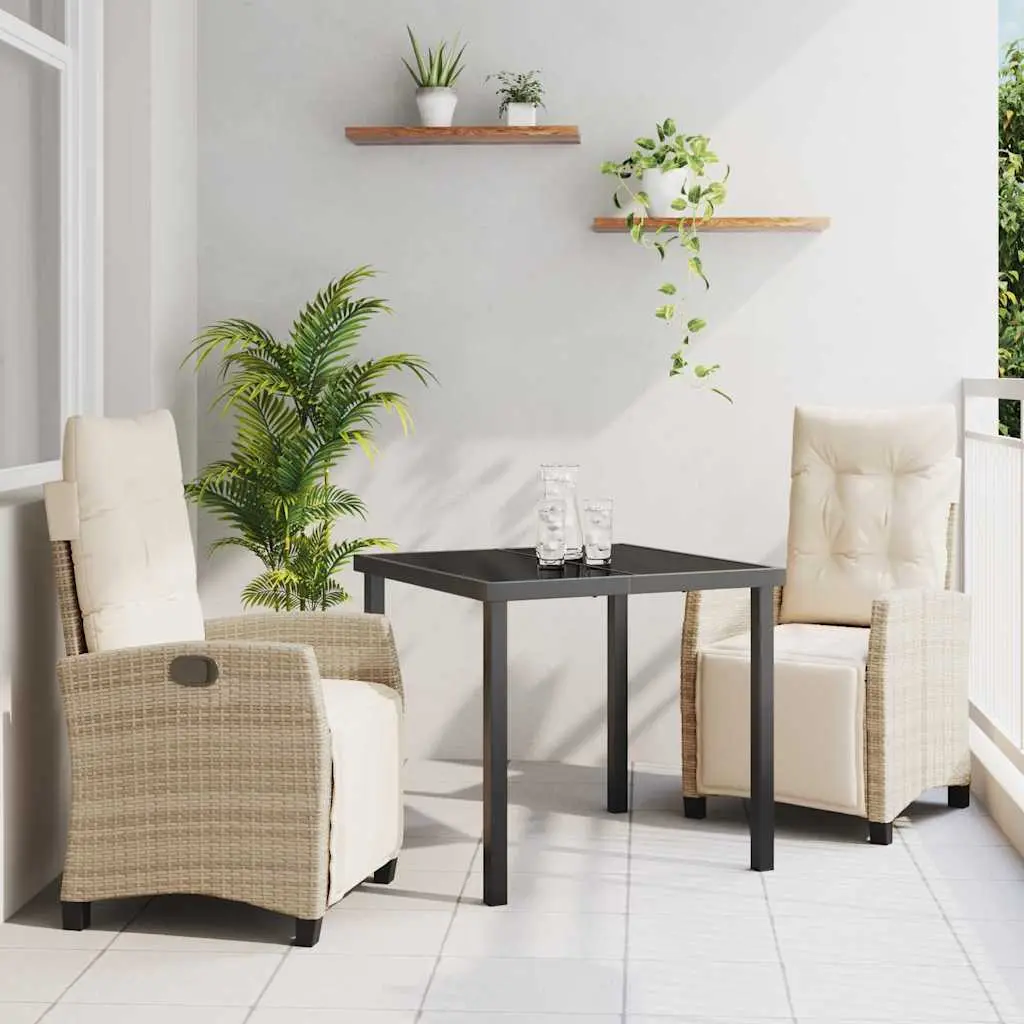 Ensemble de repas pour jardin 3 pcs 2 chaises polyrotin et table Beige – ComfortXL Outdoor Living