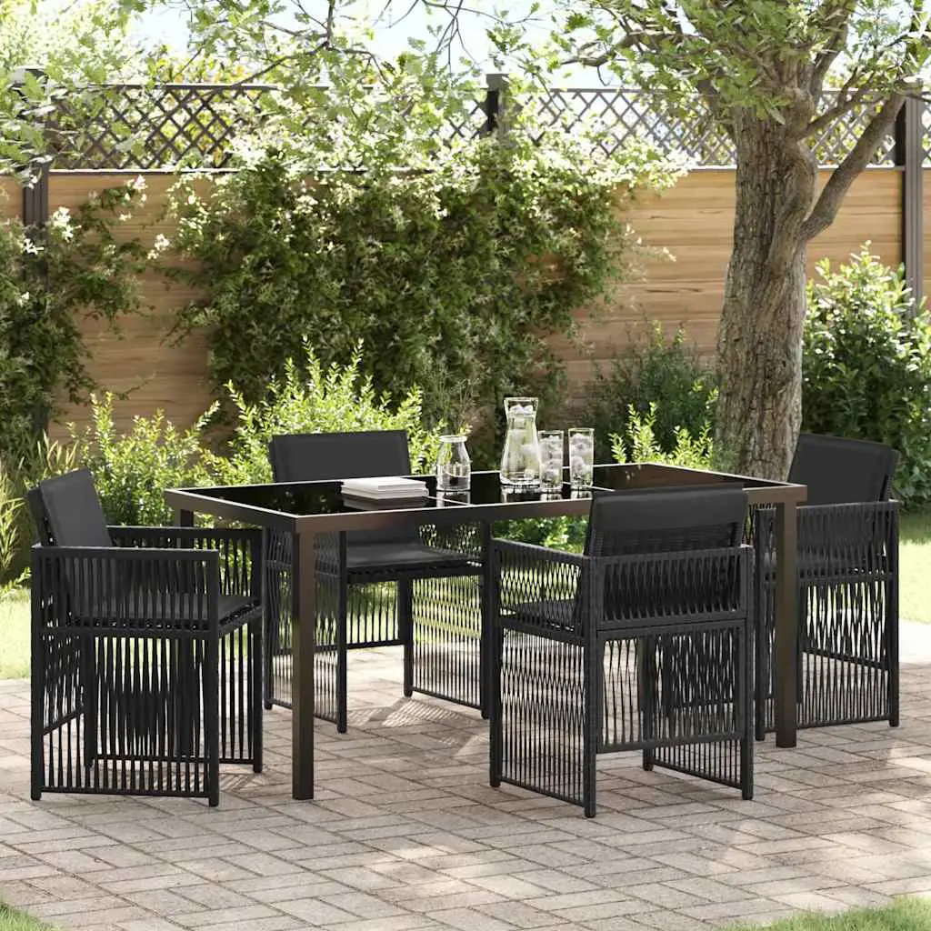 Ensemble de salle à manger pour jardin 5 pcs Noir vidaXL 3380651