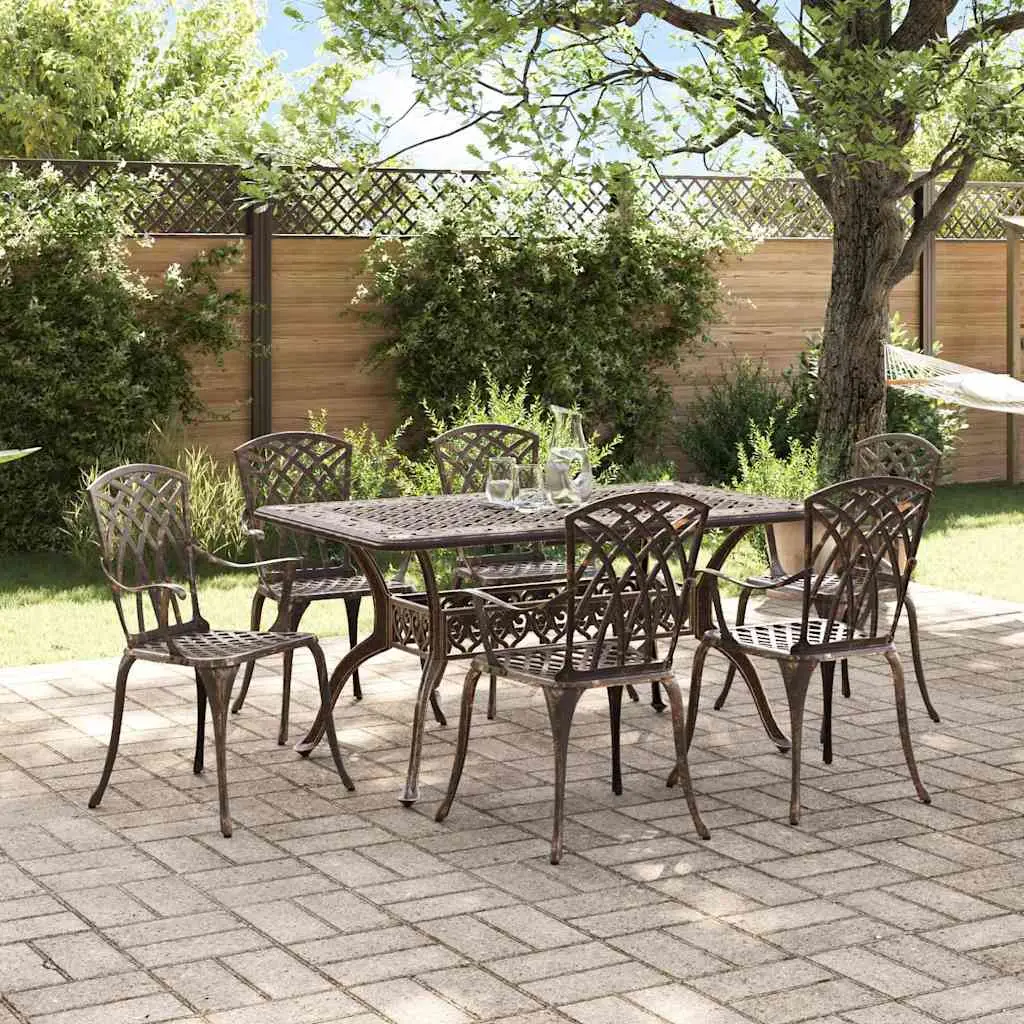Ensemble de salle à manger pour jardin 7 pcs Bronze Aluminium vidaXL 3334680
