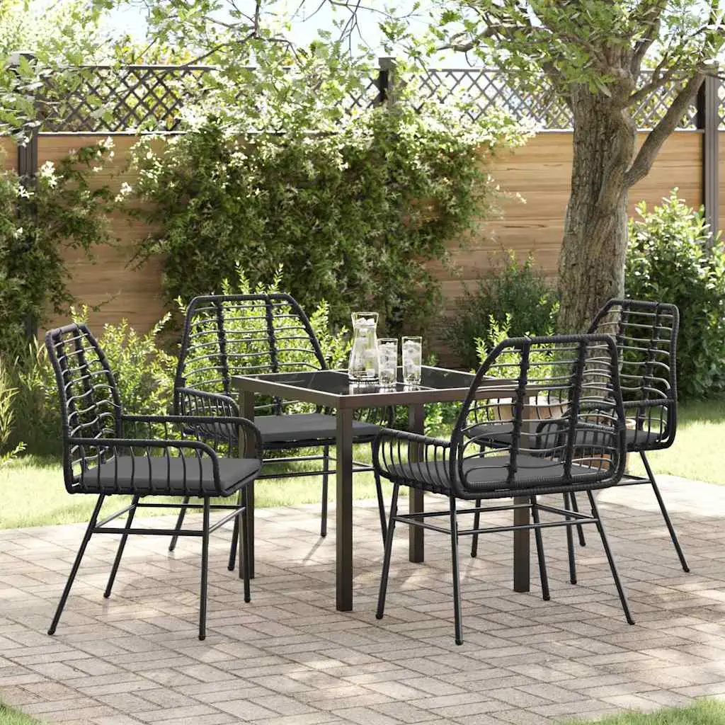 Ensemble de salle à manger pour jardin 5 pcs Noir polyrotin vidaXL 3380856 Noir et gris foncé