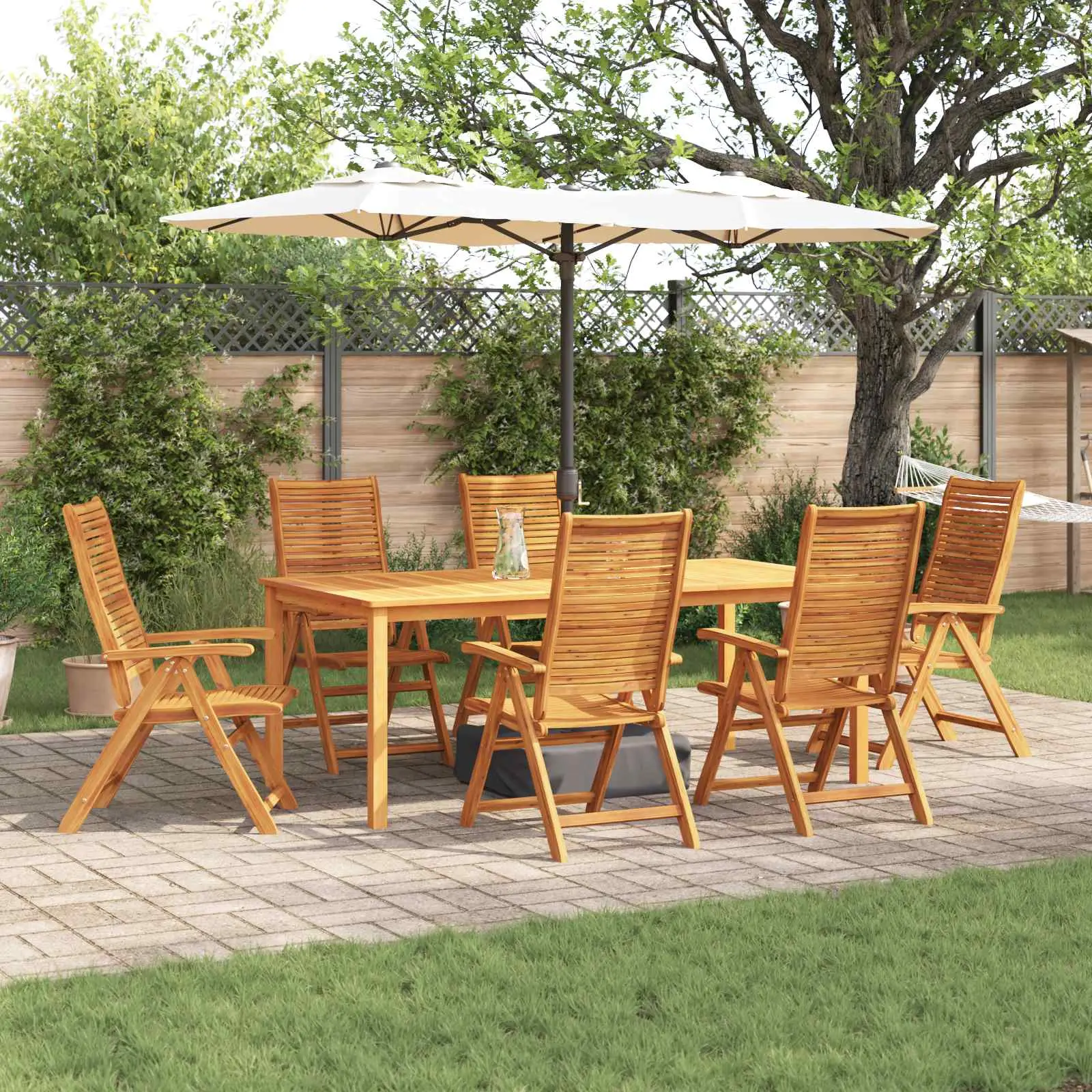 Ensemble de salle à manger pour jardin 7 pcs Marron vidaXL 3375628