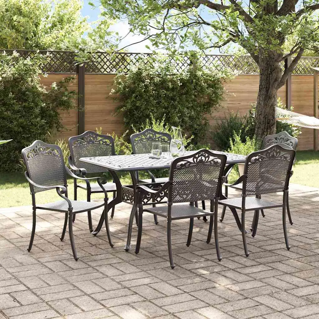Ensemble de salle à manger pour jardin 7 pcs Noir Aluminium vidaXL 3334665