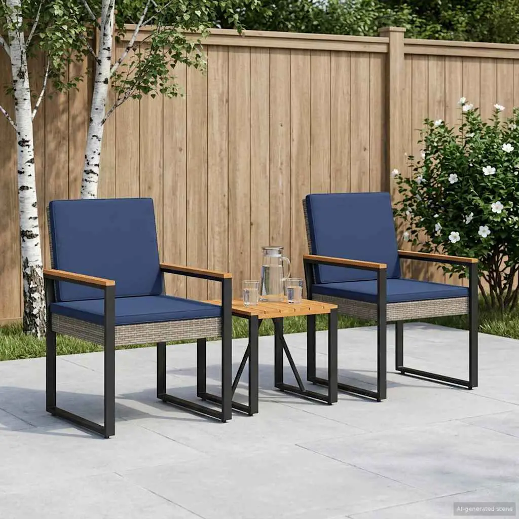 Ensemble de meubles d’extérieur 3 pcs Gris et bleu marine vidaXL 42025334