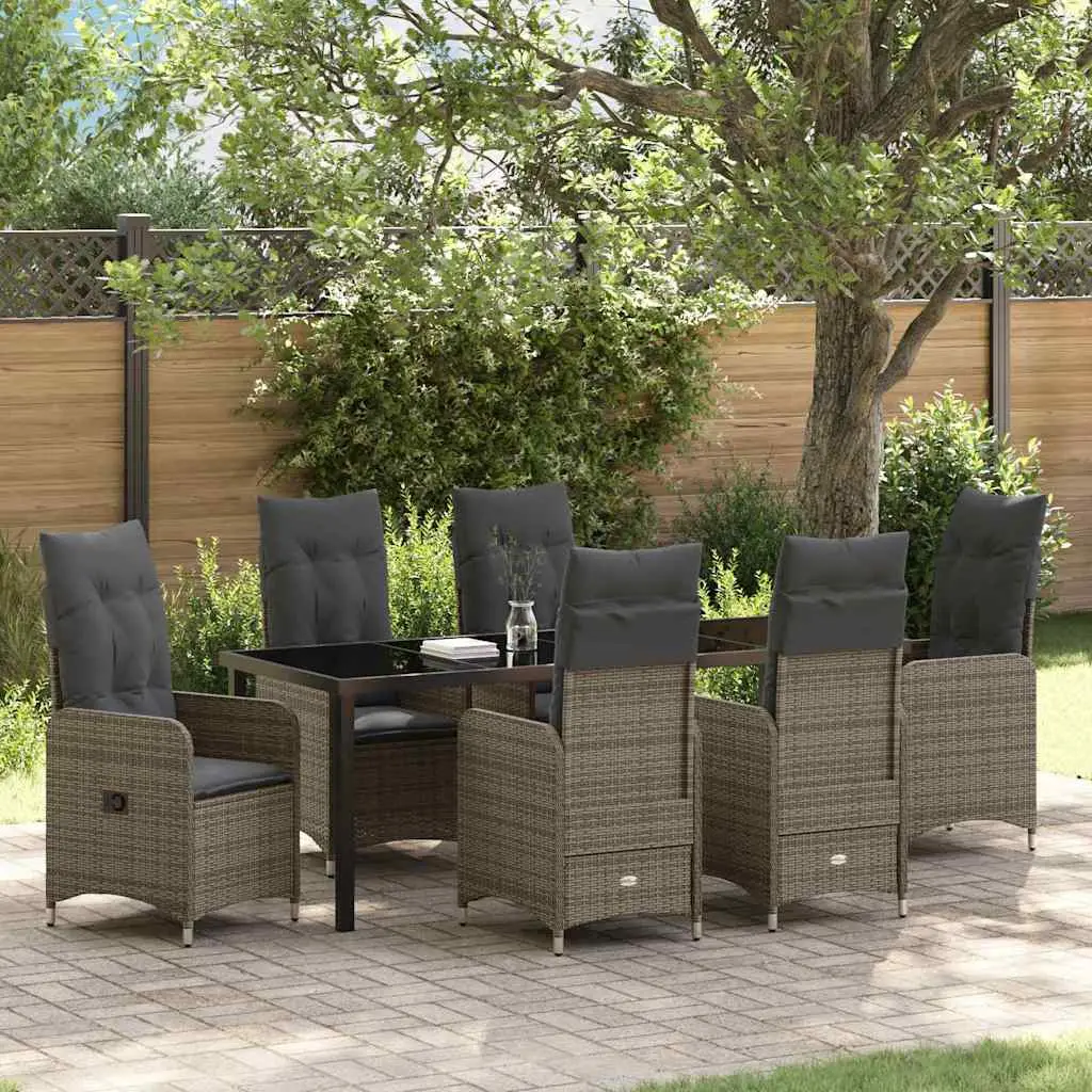 Ensemble de salle à manger pour jardin 7 pcs Gris polyrotin vidaXL 3379651