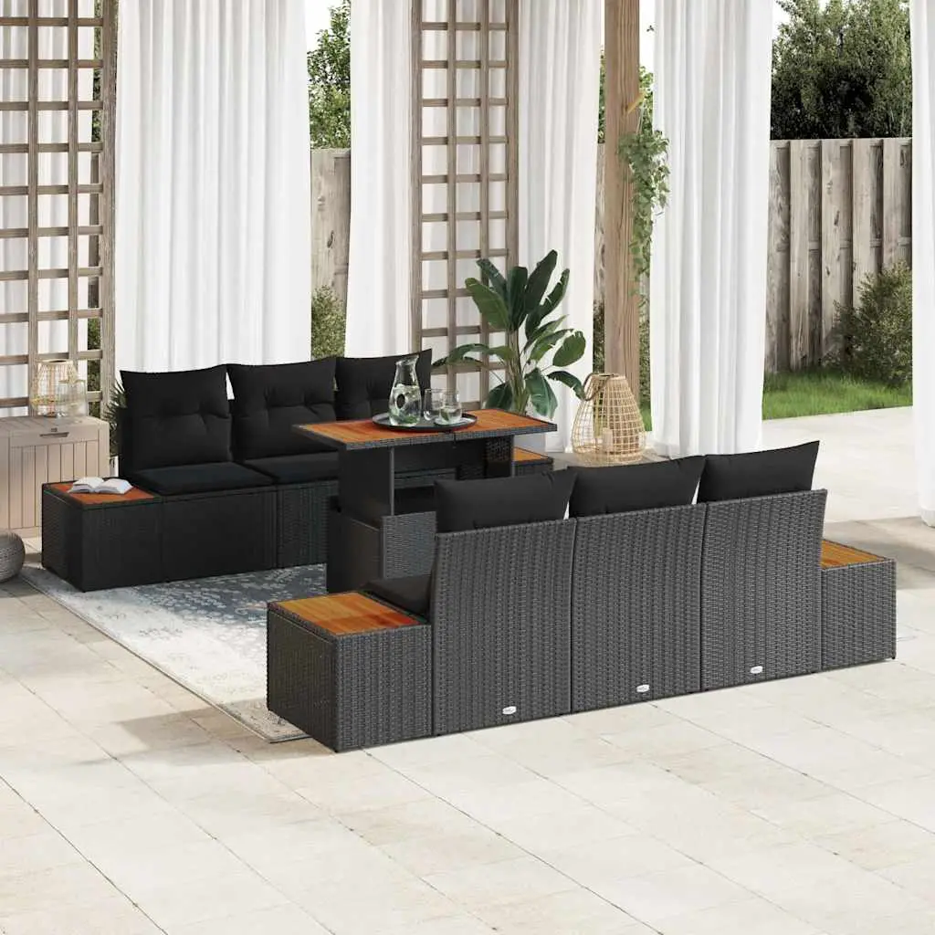 Ensemble de salle à manger pour jardin 7 pcs Noir et Marron vidaXL 3350030