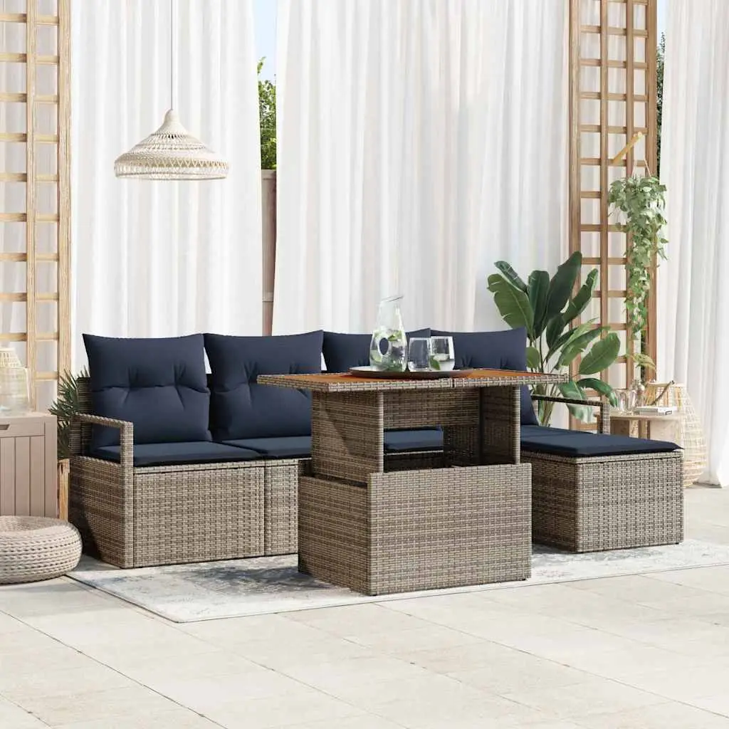Ensemble de salle à manger pour jardin 6 pcs Gris et marine vidaXL 3349702