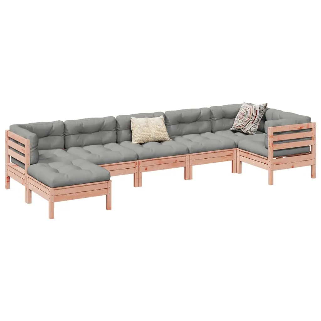 Ensemble de Jardin 7 Pièces en Sapin de Douglas Massif Durable pour Extérieur Coussins Gris – ComfortXL Outdoor Living