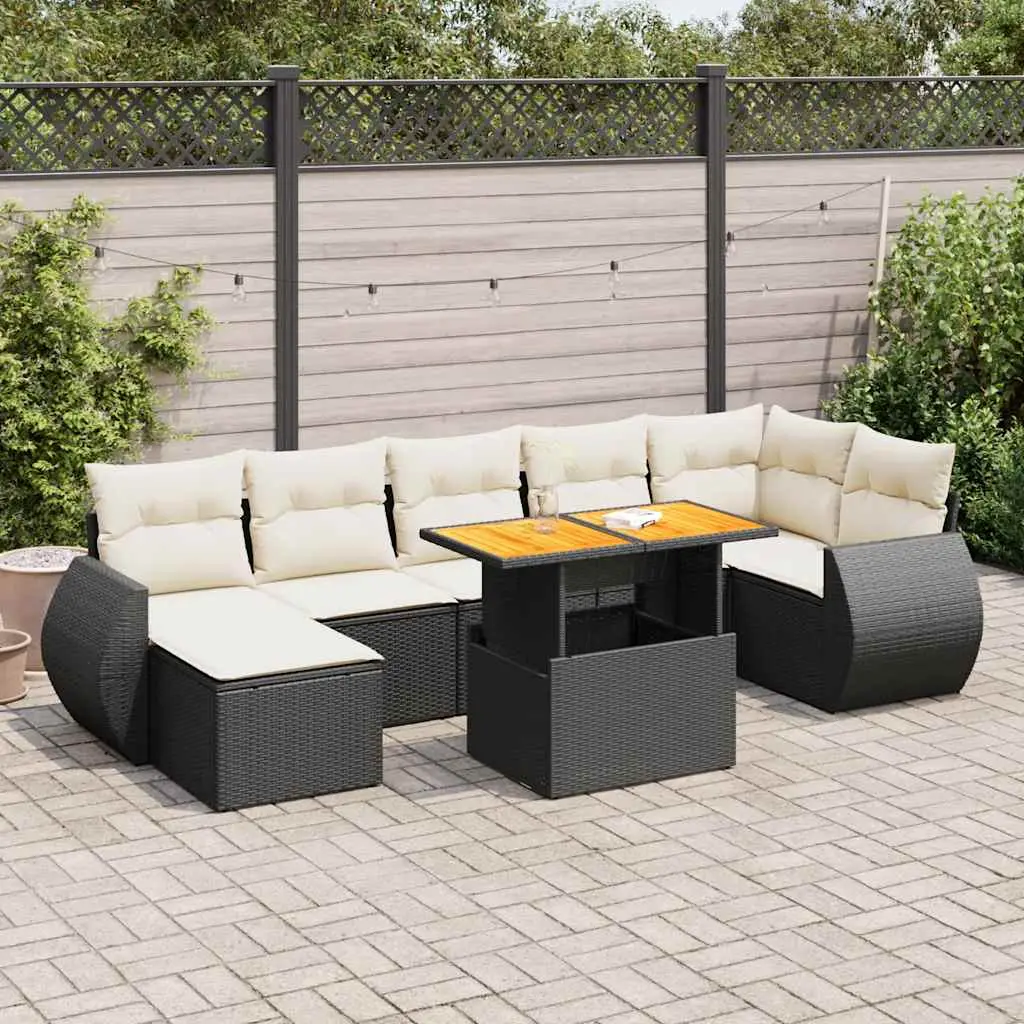 Ensemble de jardin 8 places en résine tressée avec table à hauteur ajustable Noir – ComfortXL Outdoor Living