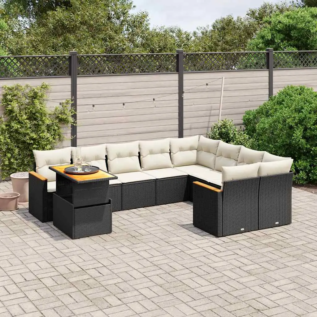 Ensemble canapés de jardin 10 pcs Résine Tressée Noire Table hauteur réglable – ComfortXL Outdoor Living