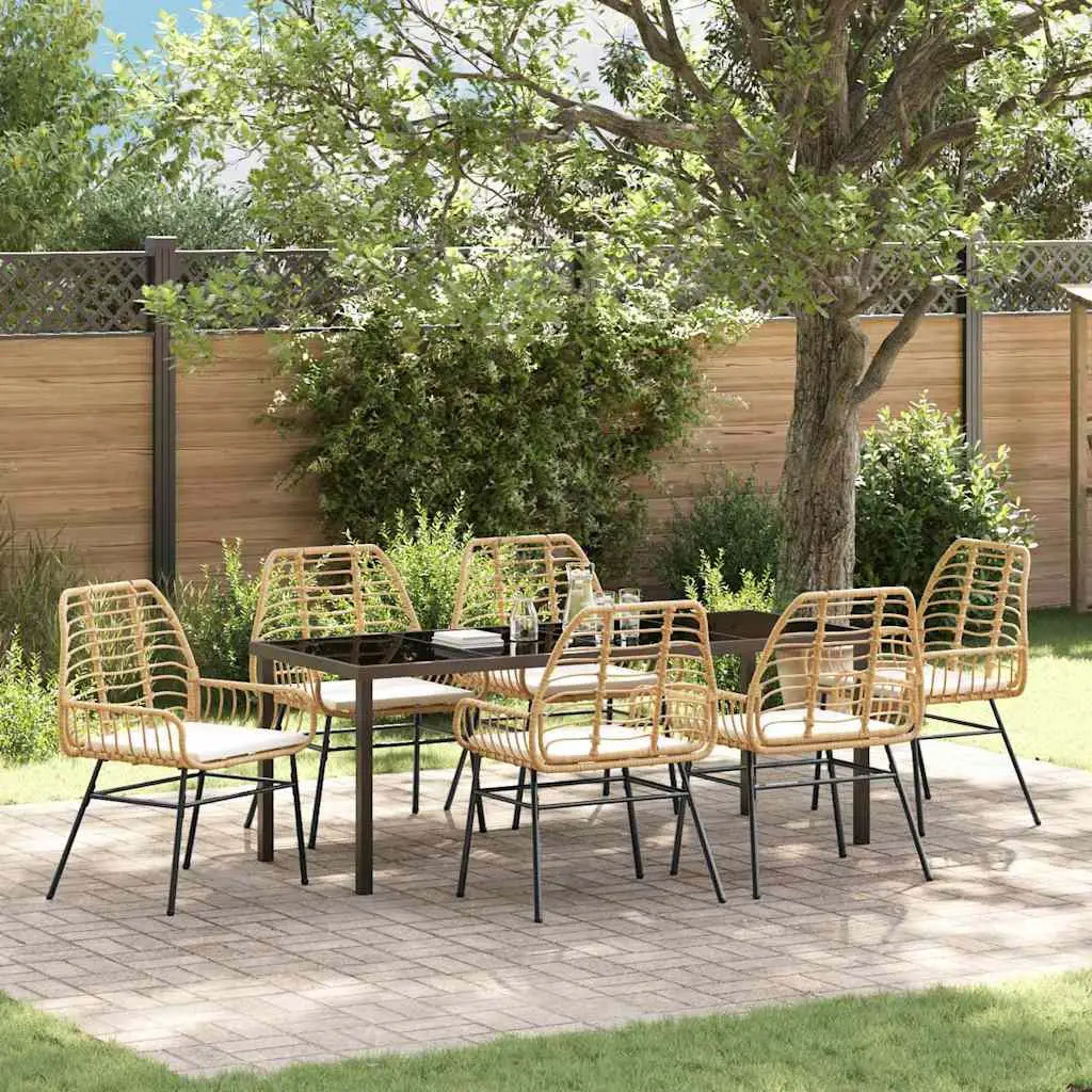 Ensemble de salle à manger pour jardin 7 pcs Marron polyrotin vidaXL 3380867
