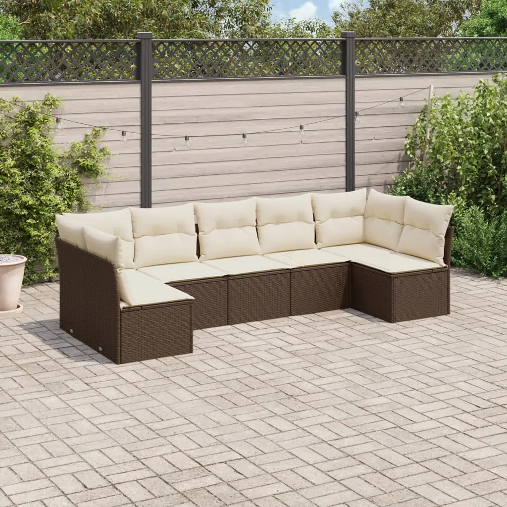 Ensemble Canapés de Jardin 7 Pièces en Résine Tressée pour Extérieur Marron – ComfortXL Outdoor Living
