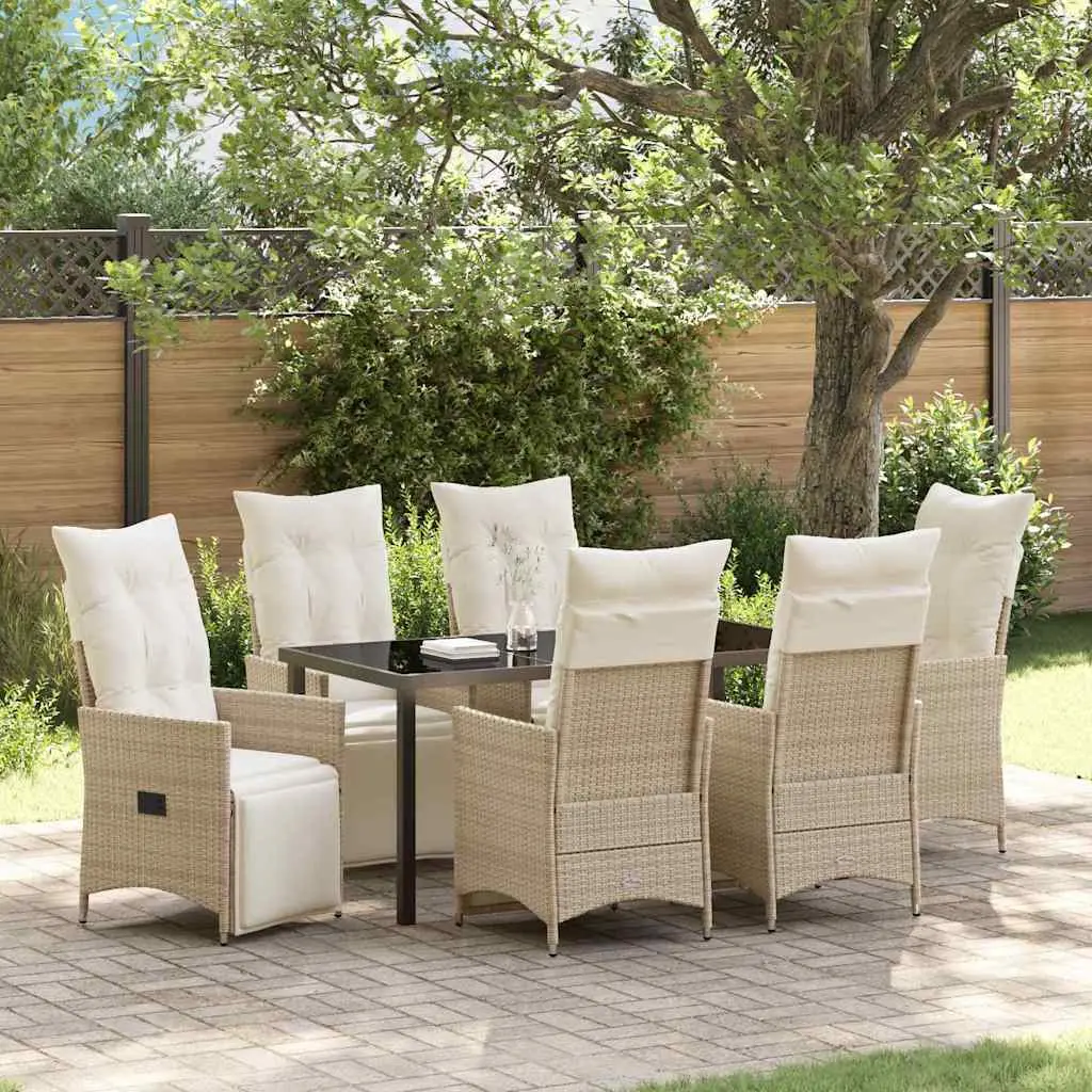Ensemble de salle à manger pour jardin 7 pcs Beige polyrotin vidaXL 3379587 Beige