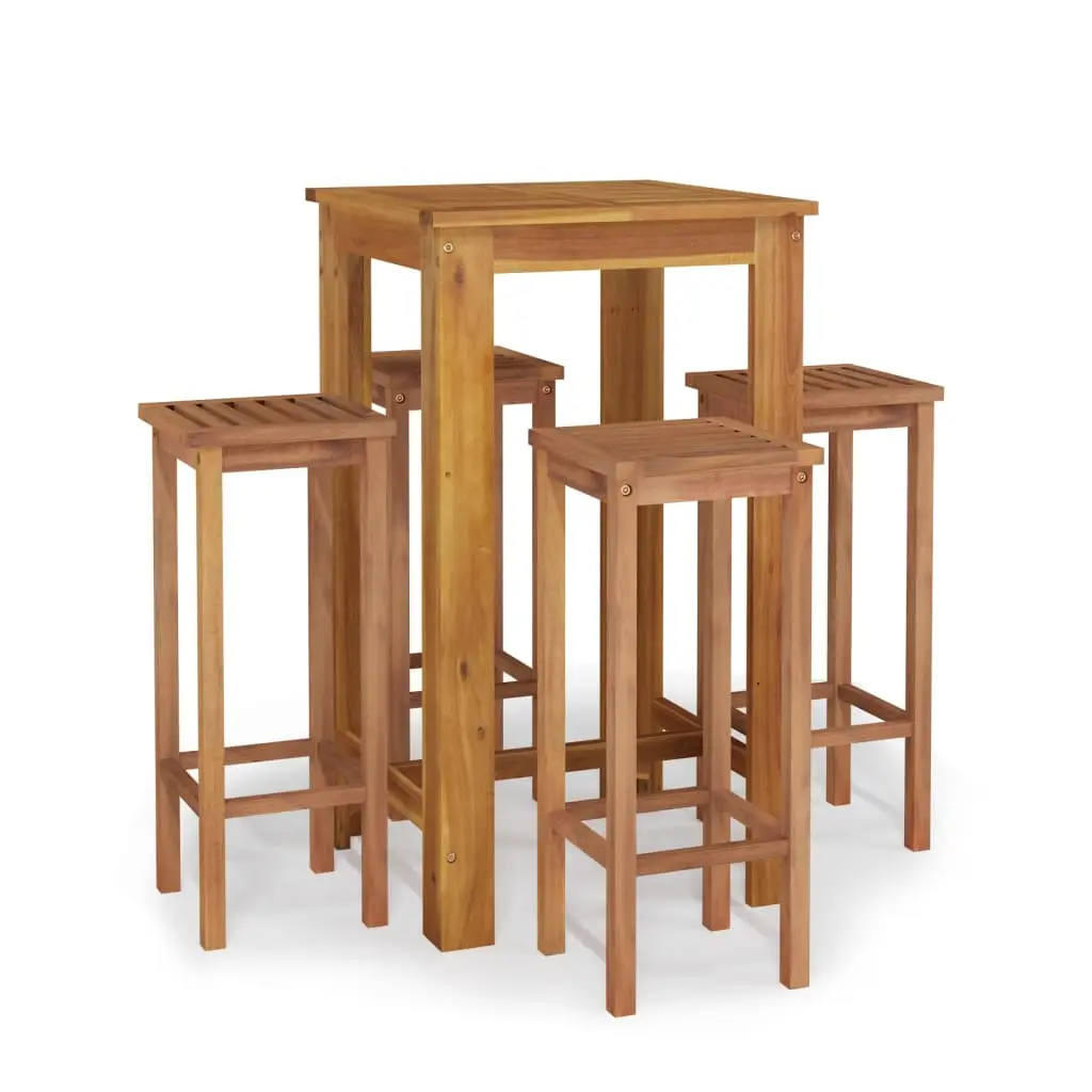 Ensemble de 5 pcs bar de jardin – Mobilier d’extérieur – Mobilier de jardin bois d’acacia solide-JU2192