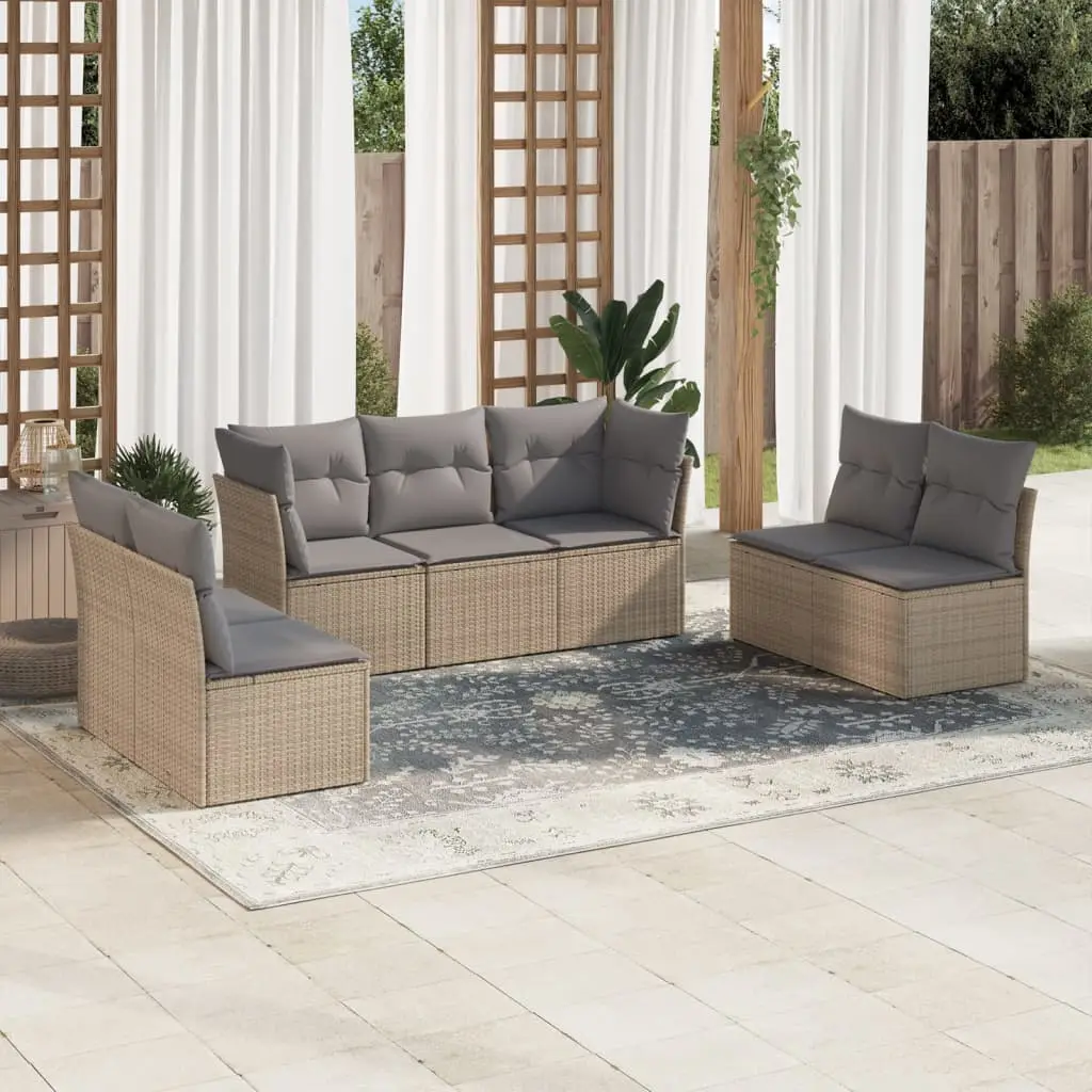 Ensemble Canapés de Jardin 7 Pièces Résine Tressée Modulable pour Terrasse Beige – ComfortXL Outdoor Living