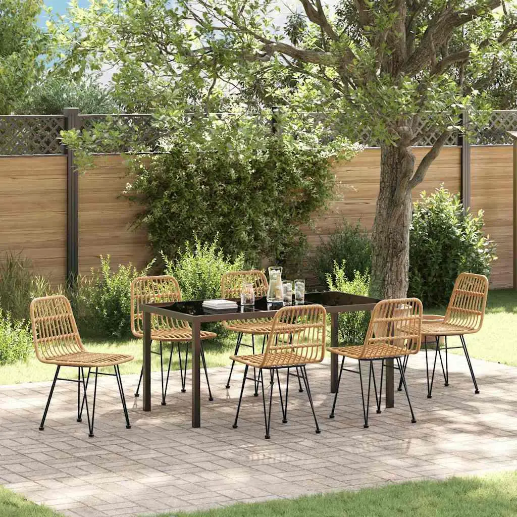 Ensemble de salle à manger pour jardin 7 pcs Marron vidaXL 3379195