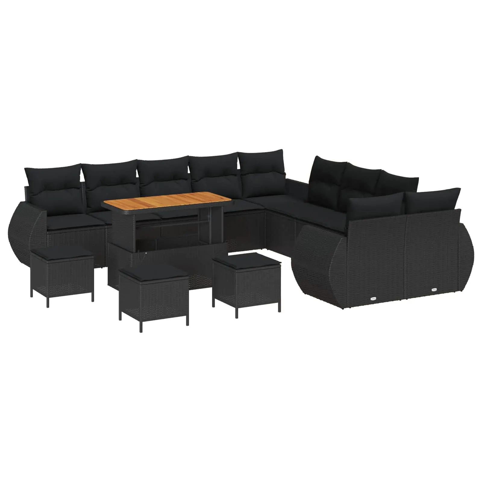 Ensemble Canapé Géant 14 Pcs Acier et Rotin Grande Capacité pour Fêtes au Jardin Noir Élégant – ComfortXL Outdoor Living