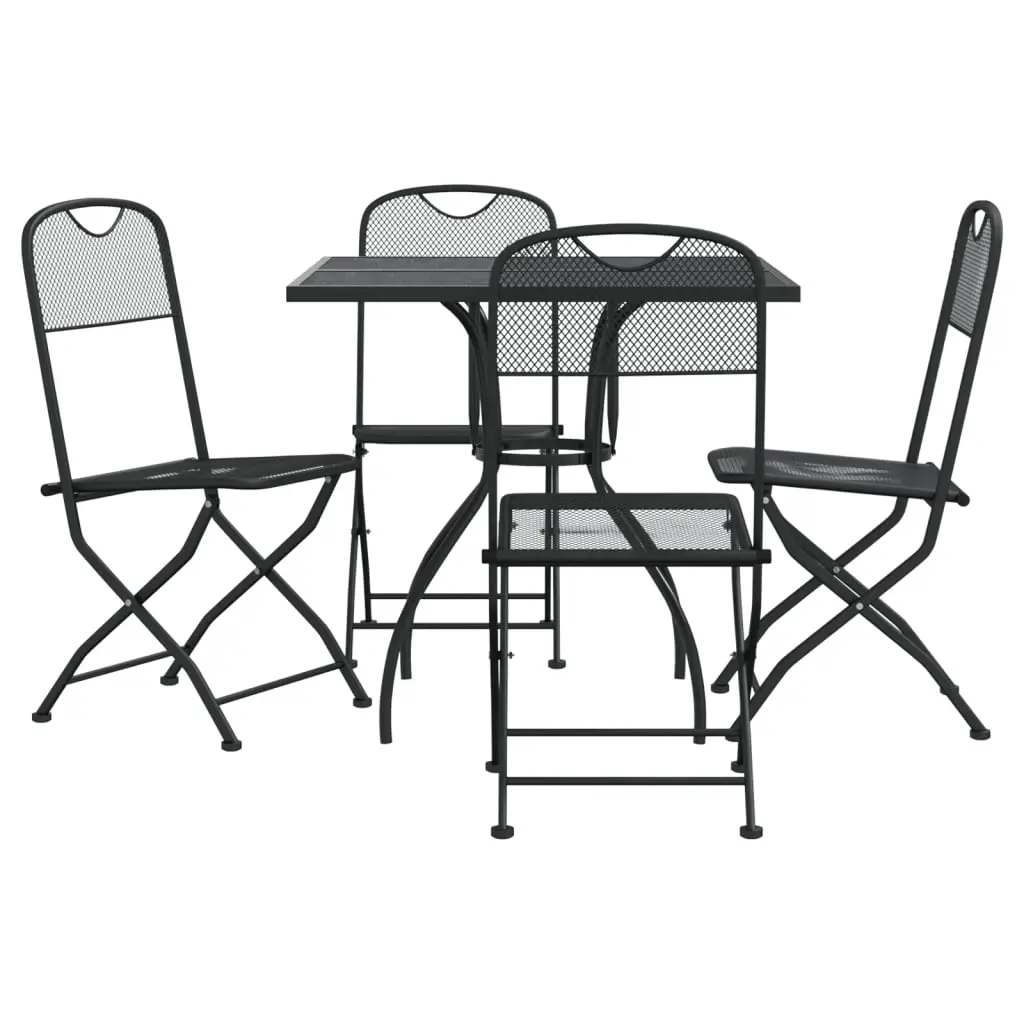 Ensemble de 5 pcs table de jardin avec chaises – mobilier de jardin anthracite métal maille-JU2955