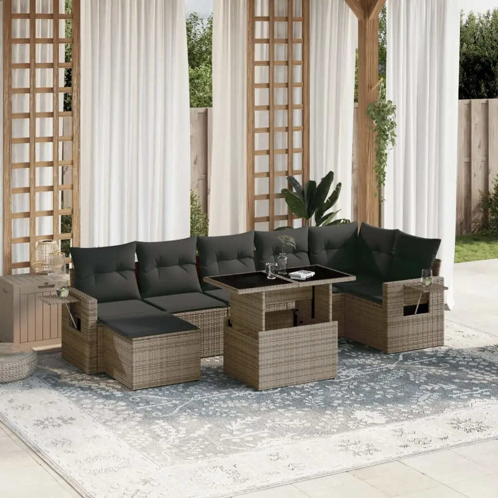 Ensemble de jardin 8 personnes résine tressée table ajustable Gris – ComfortXL Outdoor Living