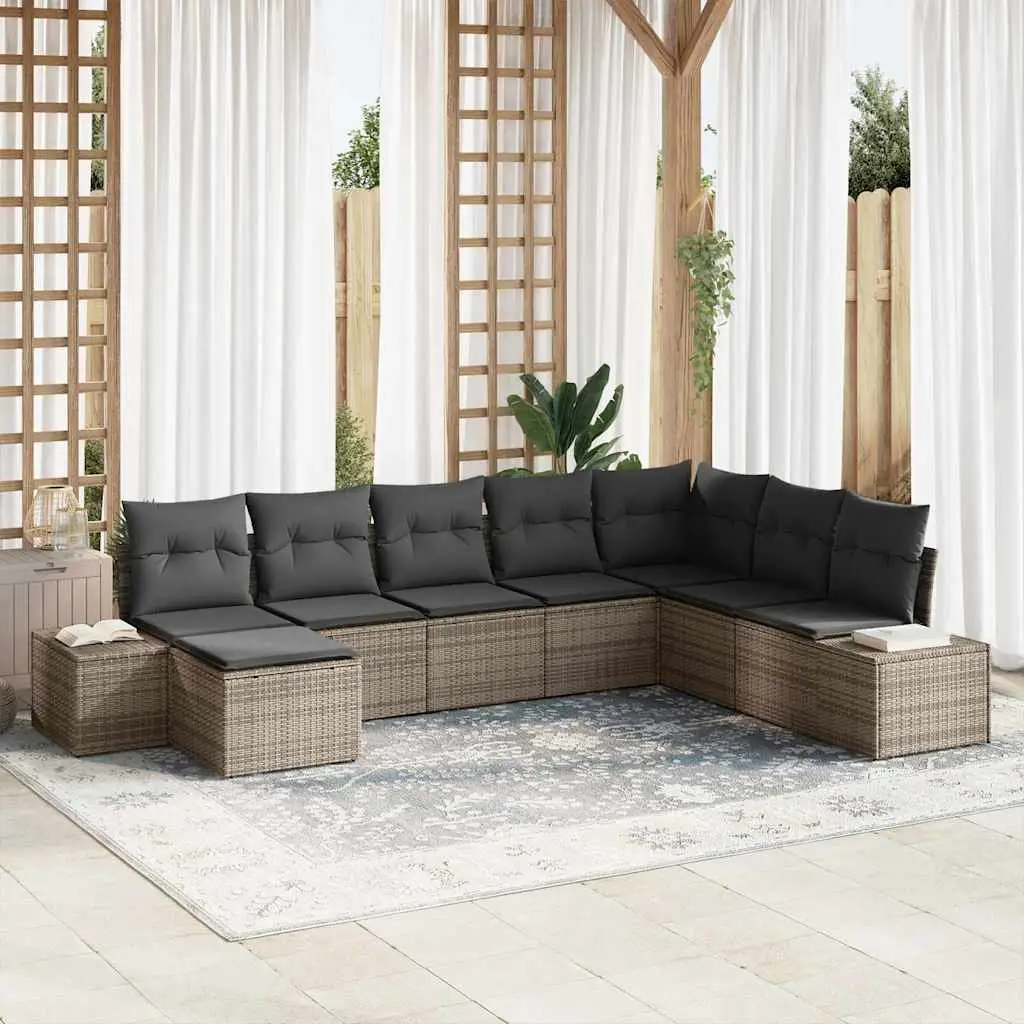 Ensemble Canapé Géant 8 Pcs Polyrotin Assise Profonde & Repose-Pieds Modulable Patio Gris Moderne – ComfortXL Outdoor Living
