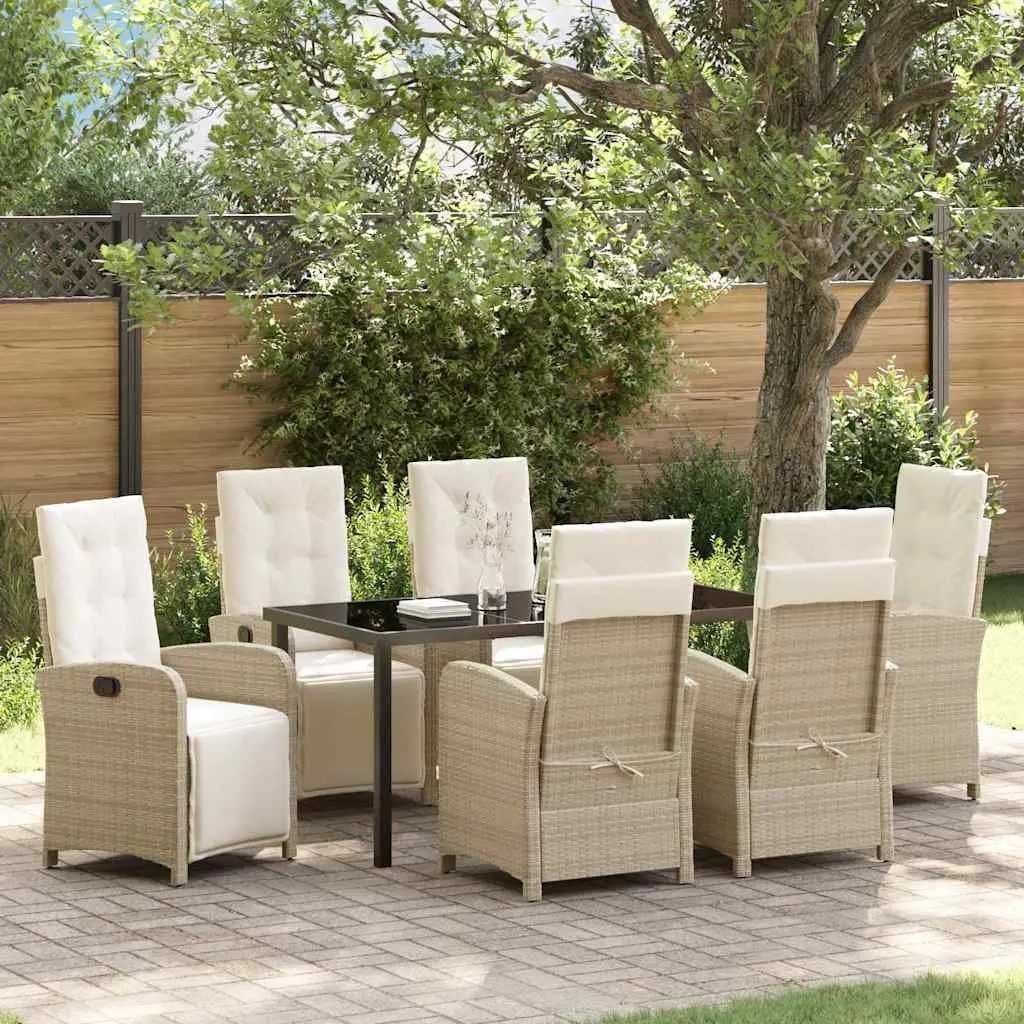 Ensemble de salle à manger pour jardin 7 pcs Beige polyrotin vidaXL 3380334 Beige