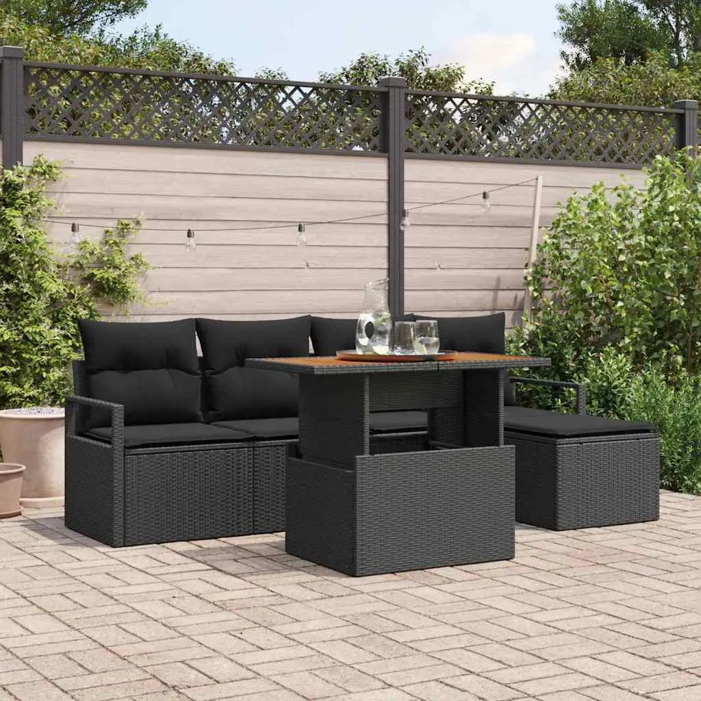 Ensemble de salle à manger pour jardin 6 pcs Noir et Marron vidaXL 3349701
