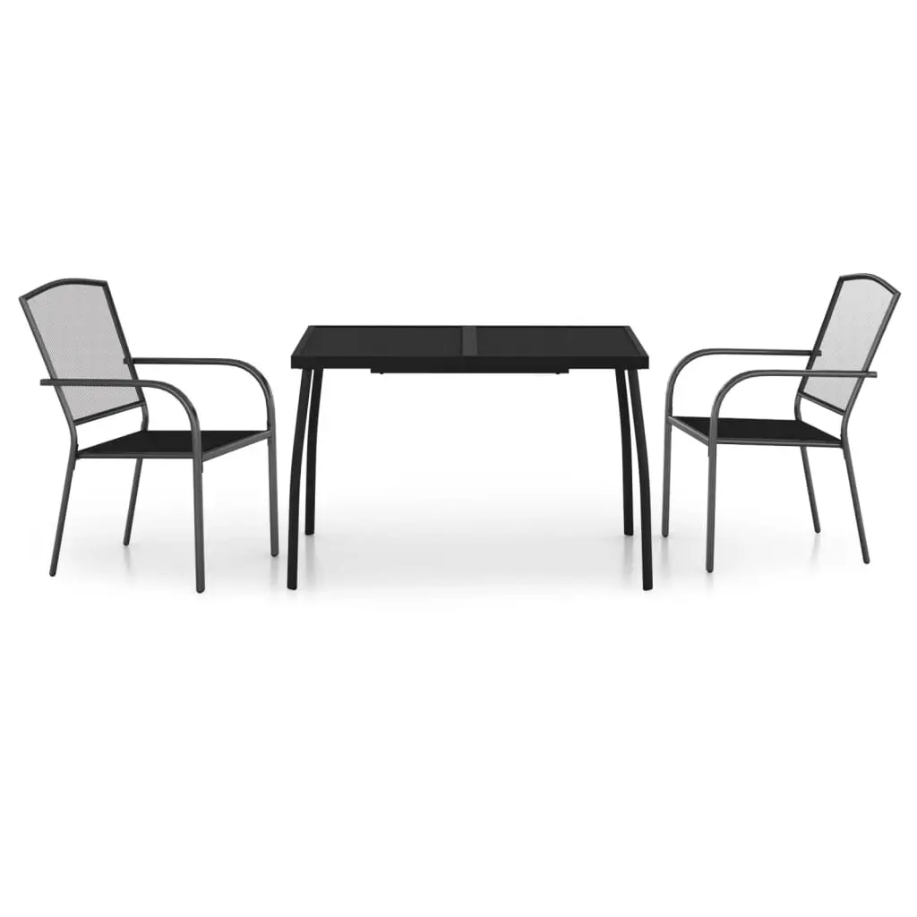 Ensemble de 3 pcs table de jardin avec chaises – mobilier de jardin anthracite acier-JU3150