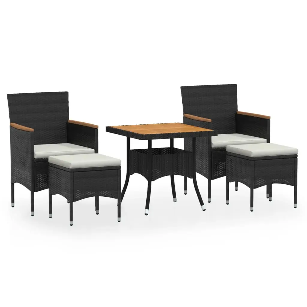 Ensemble de 5 pcs table de jardin avec chaises – mobilier de jardin Résine tressée et acacia Noir-JU2862